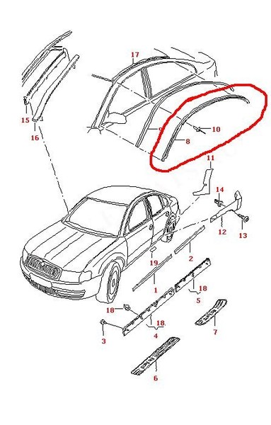 Молдинг хром правой боковины Skoda Superb  2008 1.8 Бензин Мелитополь