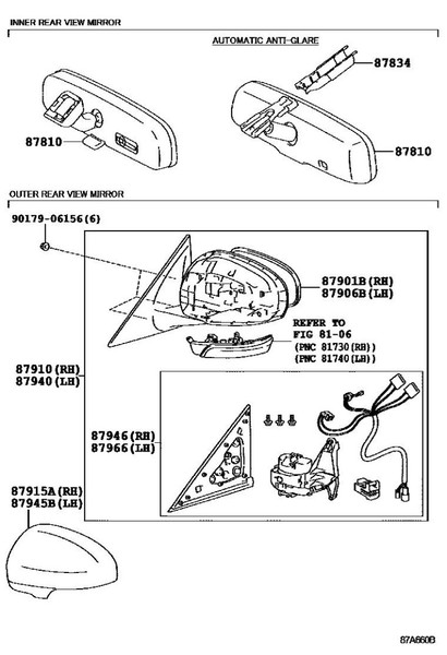 Боковое зеркало заднего вида правое 87946   Toyota Camry