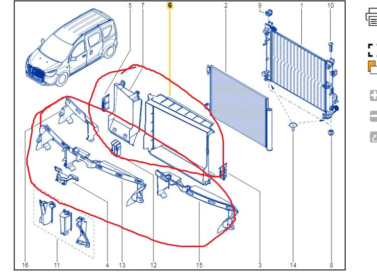 Пластик радиатора Renault Dokker хэтчбек 2018 г.  1.6 л бензин Днепр