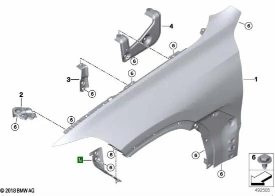 Кронштейн крыла нижний левый BMW X5  2019 3.0 Дизель 