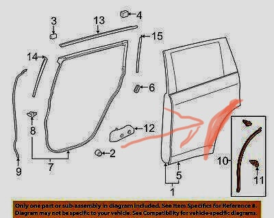 Уплотнитель задней двери и арки тайота хайлендер Toyota Highlander  2010 3.5 Бензин 