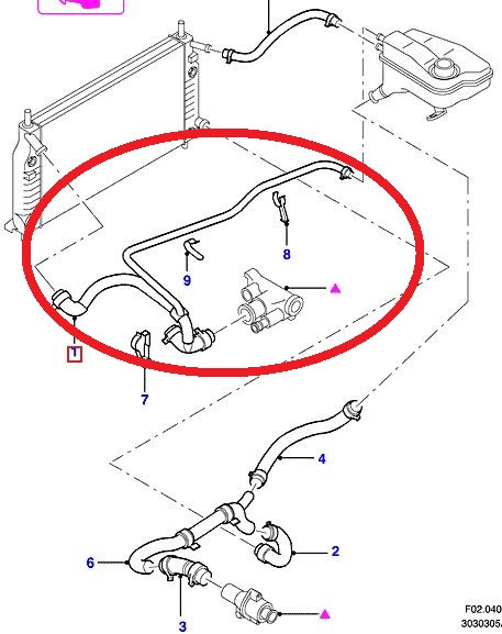 Патрубок радиатора 1079358   Ford Cougar