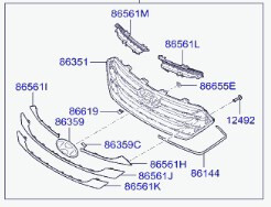 Решетка радиатора в сборе 863504Z110   Hyundai Santa FE
