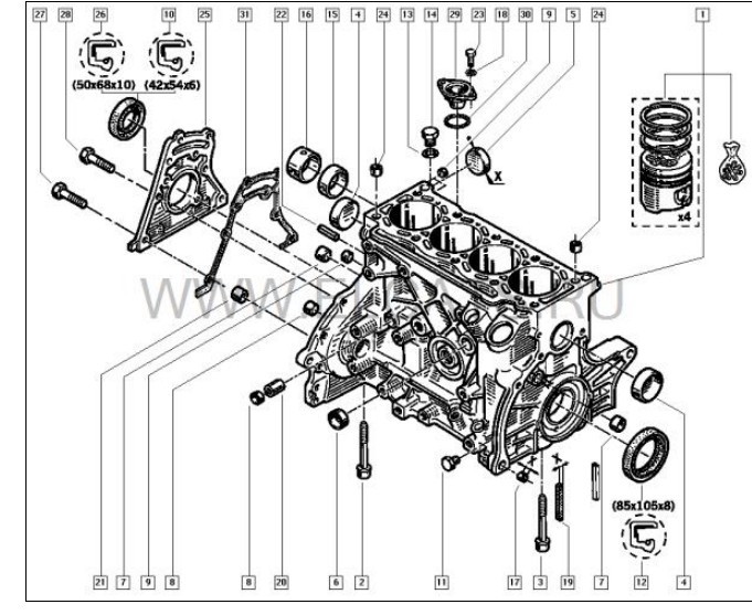 Уплотнитель бугеля коленвала Renault Kangoo  2000 универсал 1.9 Дизель Черкассы