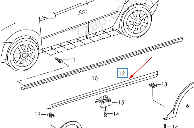 Накладка порога Volkswagen Cross Golf  2007 хетчбек 1.9 Дизель Самбір