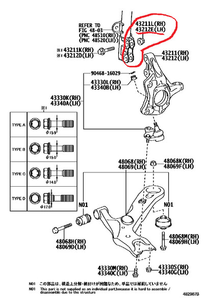 Гайка крепежа стойки к кулаку Toyota Prius 30  2013 хетчбек 1.8 Бензин Київ