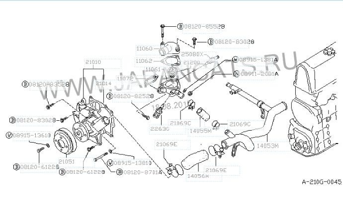 Водяная трубка Nissan Bluebird дв. LD20 1986 2.0 Дизель Лебедин