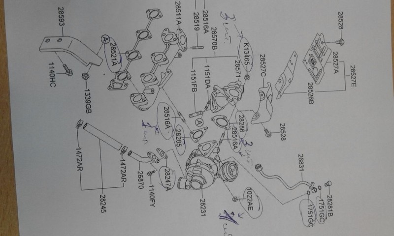 Комплектуючі турбіни Kia Carens 3  2007 універсал 2.0 Дизель 