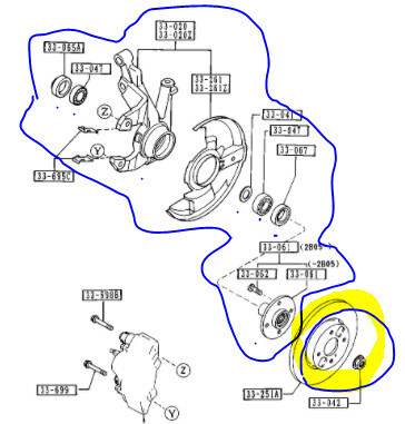 Кулак передний левый поворотный в сборе со ступицей Mazda 121  1991 хэтчбек 1.3 Бензин Борисполь