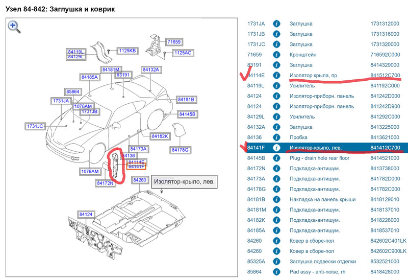 Изолятор крыла, правый Hyundai Coupe  2008 купе 2.0 Бензин 