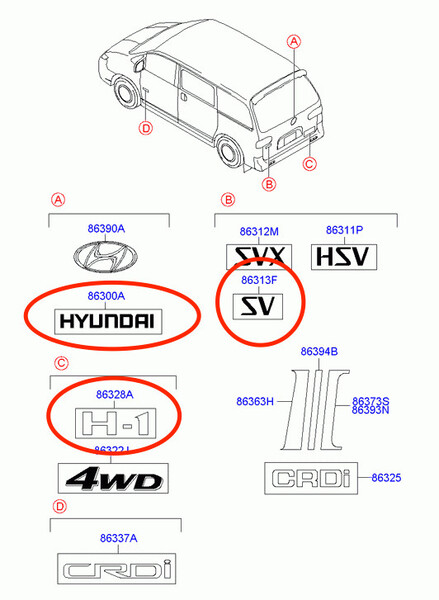 Хромированные шильдики на задние двери Hyundai H1  2003 Запорожье