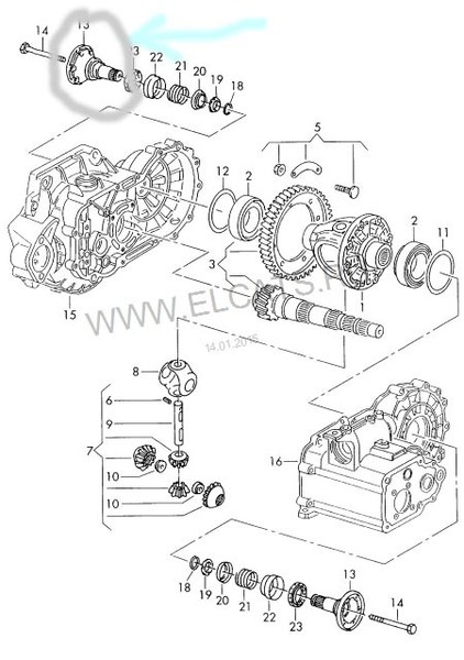Флянец с валом правой полуоси 02K409355   Skoda Octavia, Volkswagen Golf
