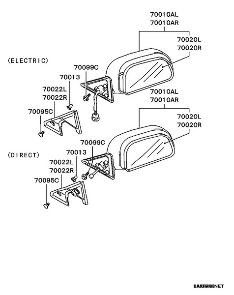Боковое зеркало заднего вида в сборе MB696921   Mitsubishi Lancer