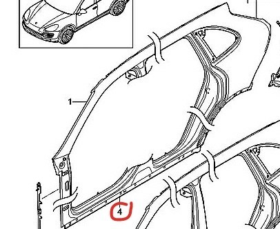 Порог левый Porsche Cayenne  2014 3.0 Дизель Киев