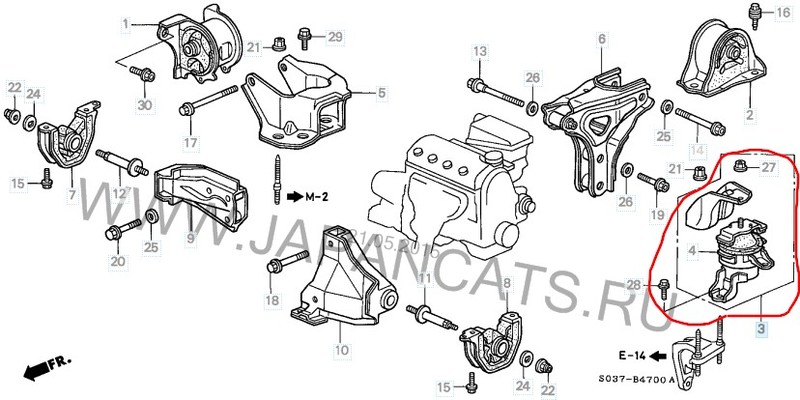 Подушка двигателя 50820-S04-013   Honda Civic