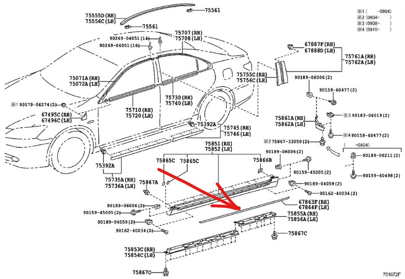 Резинка порога левого Lexus ES  2007 3.5 Бензин 