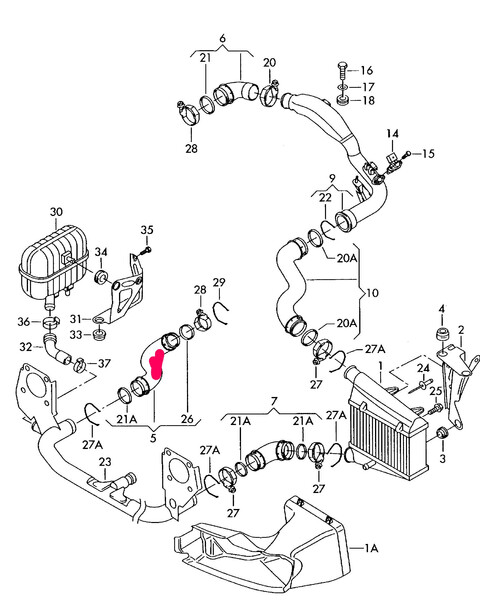 Патрубок турбины 3B0 145 828 G   Skoda Superb, Volkswagen Passat