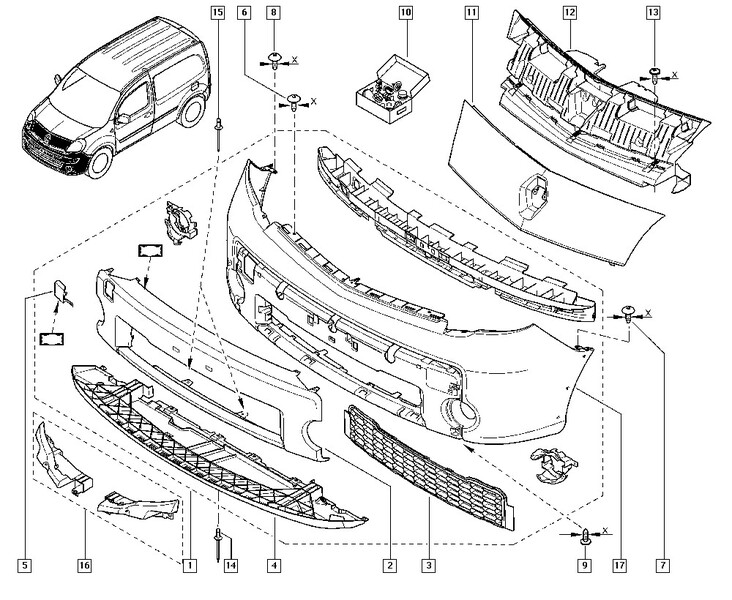 Накладка бампера Renault Kangoo  2012 1.5 Дизель Дніпро