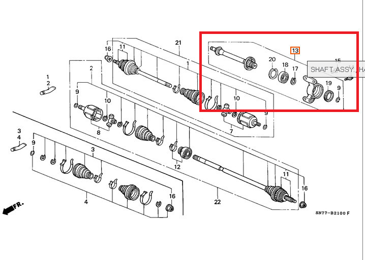 Промежуточный вал 44500-SN7-000   Honda Accord