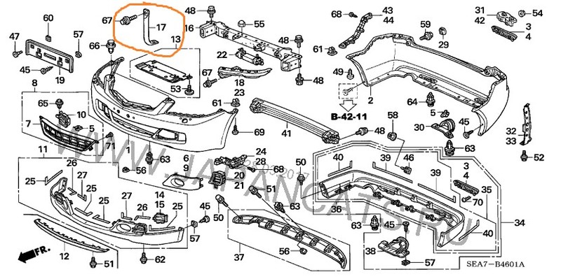 Кронштейн переднього бампера Honda Accord 7 2006 р.  2.0 л бензин Одеса