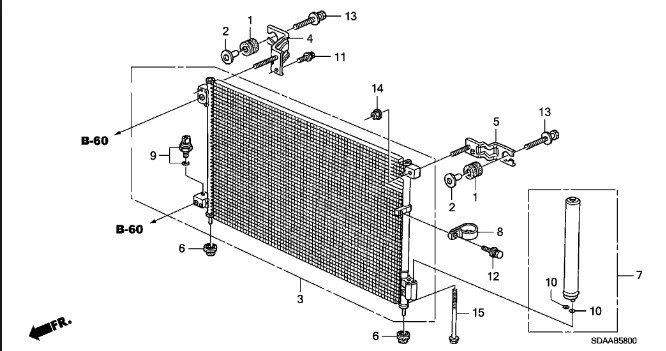 Радиатор кондиционера 80110SDCA02   Honda Accord USA