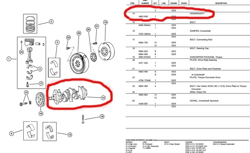 Коленвал Chrysler 300M  2000 2.7 Бензин Измаил