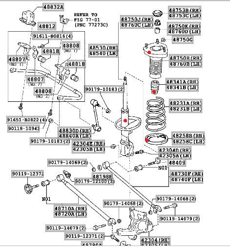 Задняя правая стойка 4853080571   Toyota Highlander