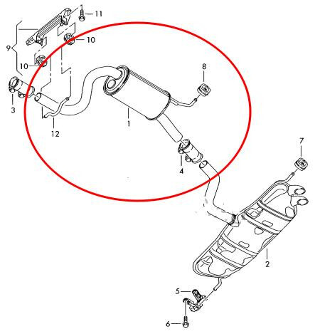 Резонатор средняя часть Volkswagen Golf Plus  2006 хетчбек 1.6 Бензин 