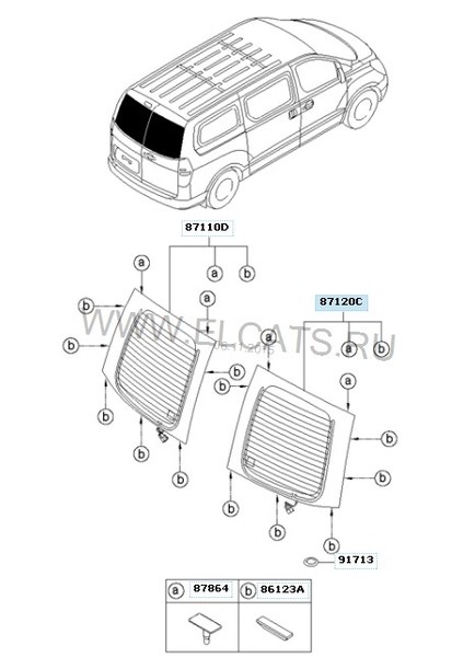 Стекло заднее, оба, на распашёнку Hyundai H1  2009 2.5 Дизель 