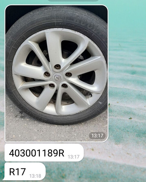 Диски r17 renault pragma 7jx17, et49, 5x114.3 Renault Megane 3  2010 Коростень