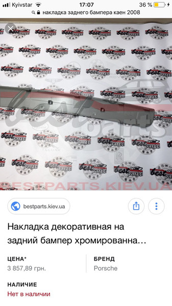 Накладка заднего бампера, серебро Porsche Cayenne  2008 4.8 Бензин 