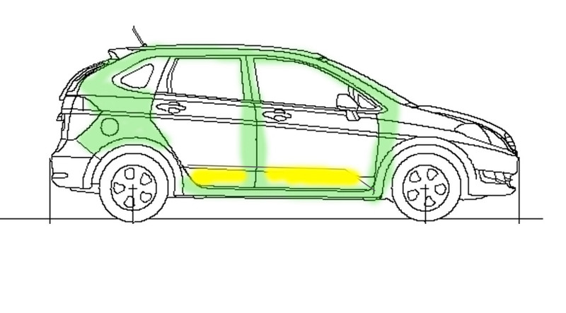 Правая боковина, выделена зелёным Honda FR-V  2007 1.8 Бензин 