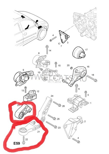 Передняя опора двигателя Opel Combo  2008 1.0 Дизель Полтава