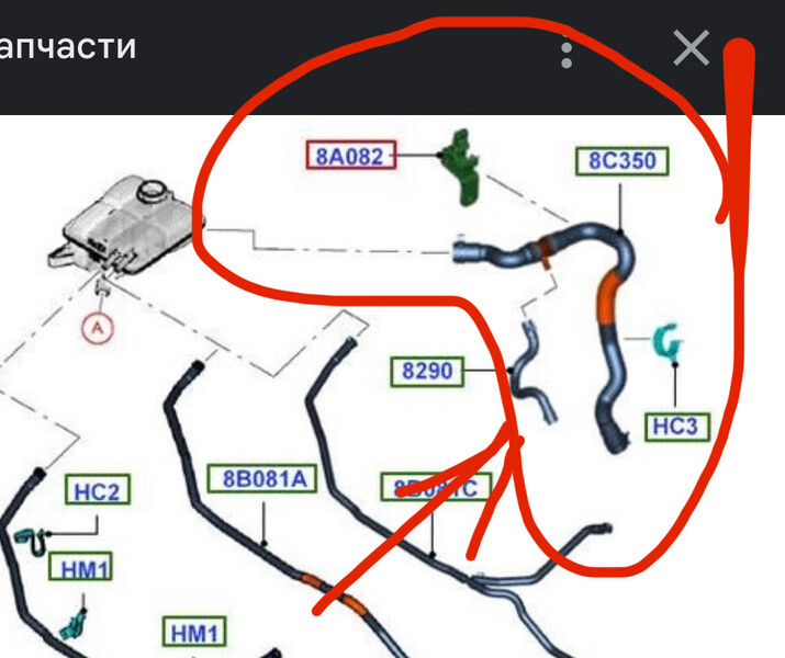 Патрубок системи охолодження Ford Kuga  2012 
