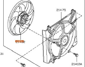 Мотор вентилятора радиатора 214821HC0C   Nissan Micra