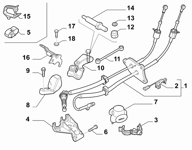 Трос КПП 55230236   Fiat Doblo