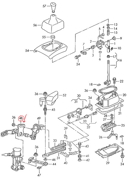 Ручка КПП 1H0711202A   Volkswagen Caddy, Volkswagen Golf, Volkswagen Passat