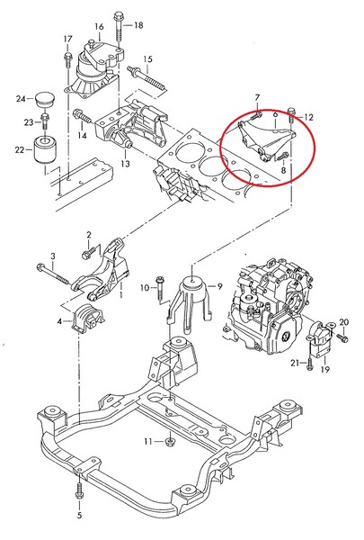 Опора двигателя 7H0199370Q   Volkswagen T5 (Transporter)