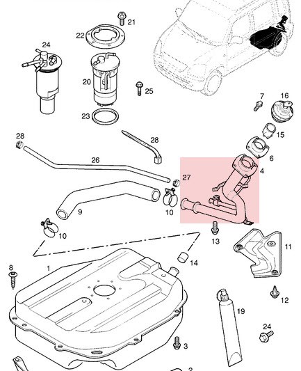 Горловина бензобака 4700164   Opel Agila