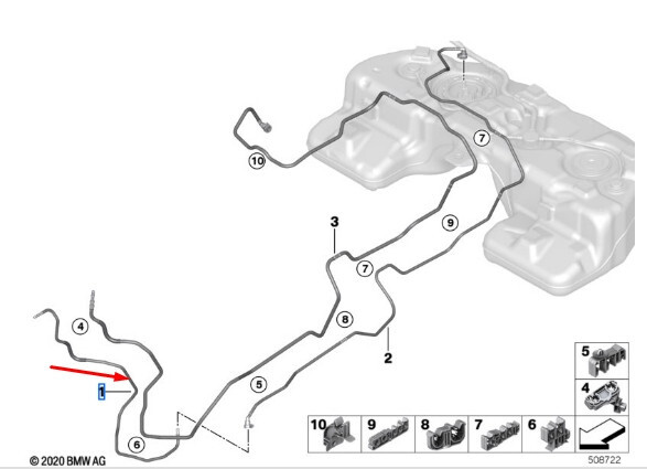 Подводящий топливопровод BMW X5 G05 M60i 2023 4.4 Бензин 