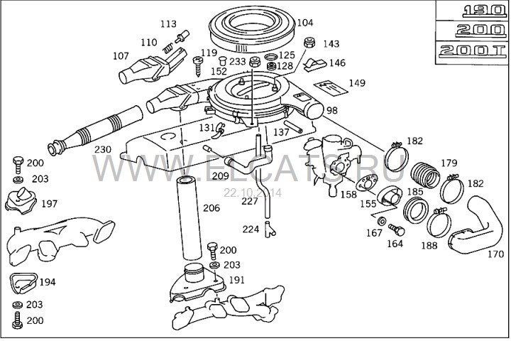 Гофра на корпусе воздушного фильтра Mercedes-Benz C-Class W201 1985 2.0 Бензин Маріуполь