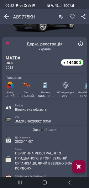Двигатель Mazda CX-5  2014 2.2 Дизель Жмеринка