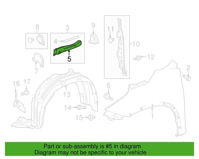 Накладка крыла переднего левого, внутренняя Toyota Highlander  2015 3.5 Бензин 