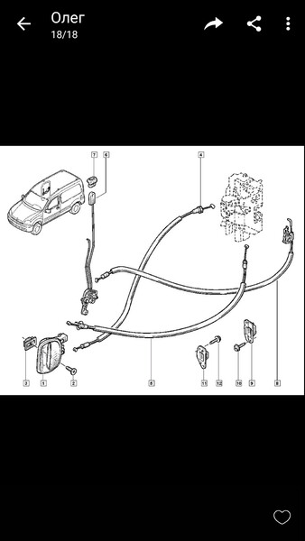 Тросик открывания задних дверей Renault Kangoo  2005 универсал 1.6 Бензин Белополье