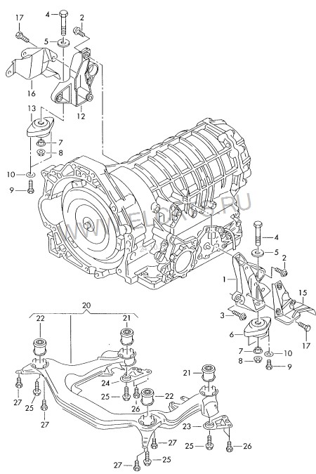 Кронштейн КПП 8D0399107T   Skoda Superb, Volkswagen Passat
