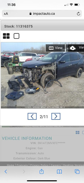 Передній бампер Nissan Rogue  2015 2.4 Бензин 