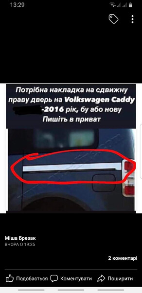Накладка двери Volkswagen Caddy 4  2016  Электро 
