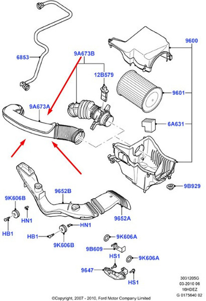 Патрубок повітряного фільтра 1 619 637   Ford Focus
