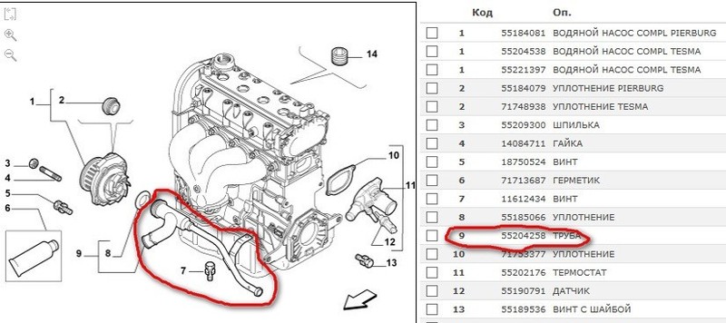 Труба помпы Fiat Grande Punto  2008 1.4 Бензин Новгород-Северский