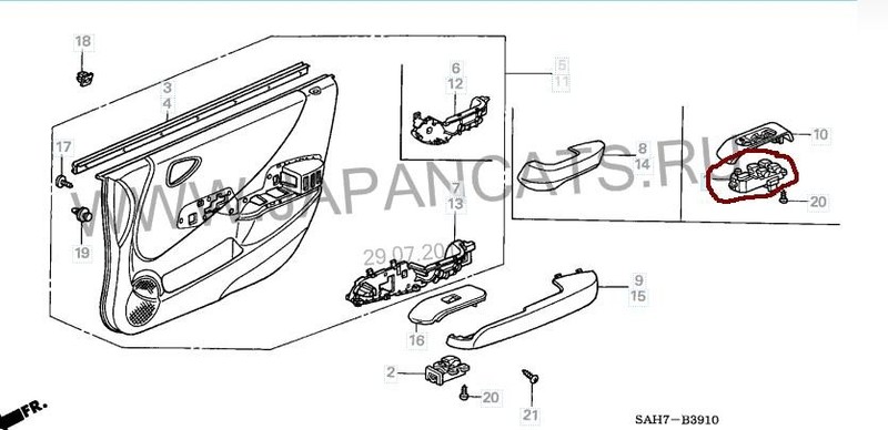 Выключатель стеклоподъемников Honda Jazz L13A1 2006 1.4 Бензин Киев